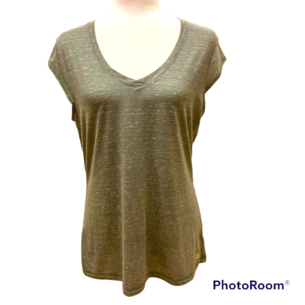 The North Face Top Workout Cap Sleeves Lightweight Tee Olive Green Large